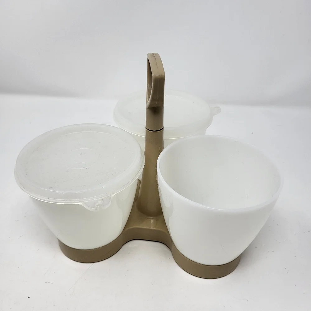 Vintage Tupperware Condiment Caddy Almond - Picture 2 of 6